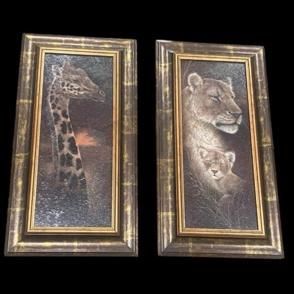 Ruane Manning-Retro Giraffes & Lions Safari Panel Decor-"Proud Mother"-8” x 20”